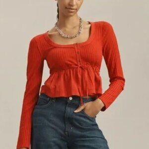Anthropologie Pilcro Red Babydoll Top S